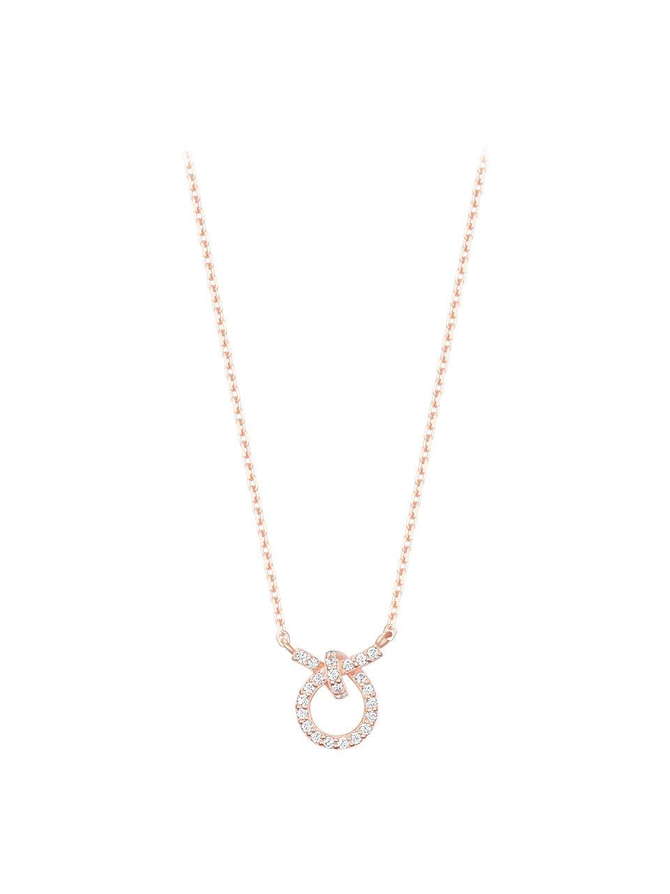 J.ESTINA Silver Rose Gold Plated Knotted Necklace (JJJTNQ5B2015SR420)