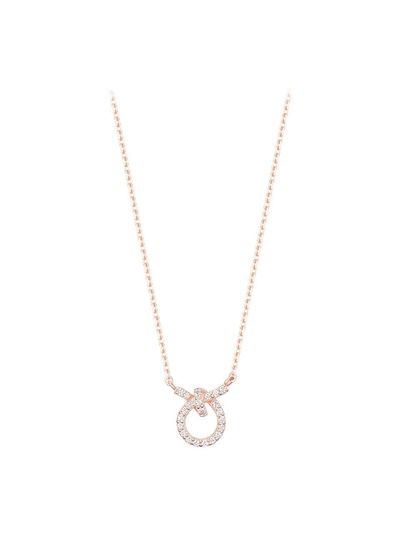 J.ESTINA Silver Rose Gold Plated Knotted Necklace (JJJTNQ5B2015SR420)