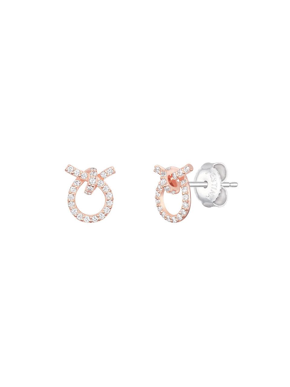 J.ESTINA Silver Rose Gold Plated Stone Knotted Earrings (JJJTEQ5B2015SR000)