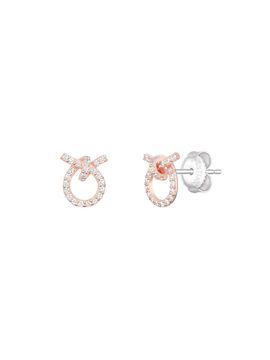 J.ESTINA Silver Rose Gold Plated Stone Knotted Earrings (JJJTEQ5B2015SR000)