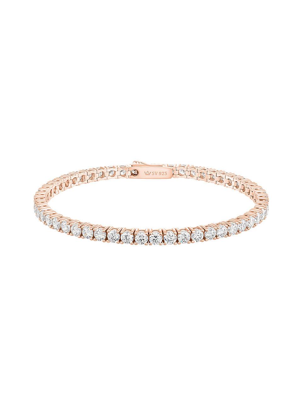 J.ESTINA Sterling Silver Beige Stone Tennis Bracelet (JJJTBQ4BS066SR170)