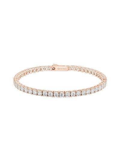 J.ESTINA Sterling Silver Beige Stone Tennis Bracelet (JJJTBQ4BS066SR170)