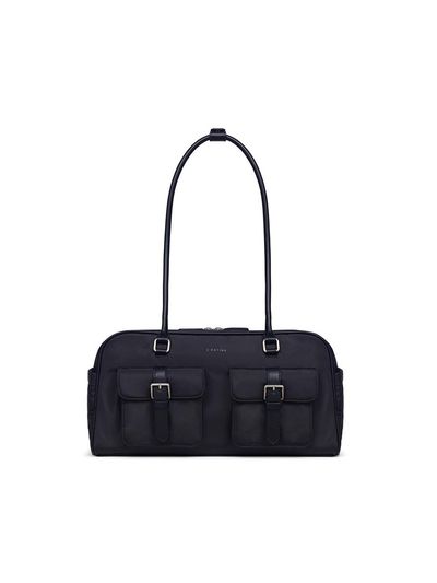 J.ESTINA Synthetic Leather Buckle Detail Shoulder Bag [Black] (JHNEHA5BS136BK260)