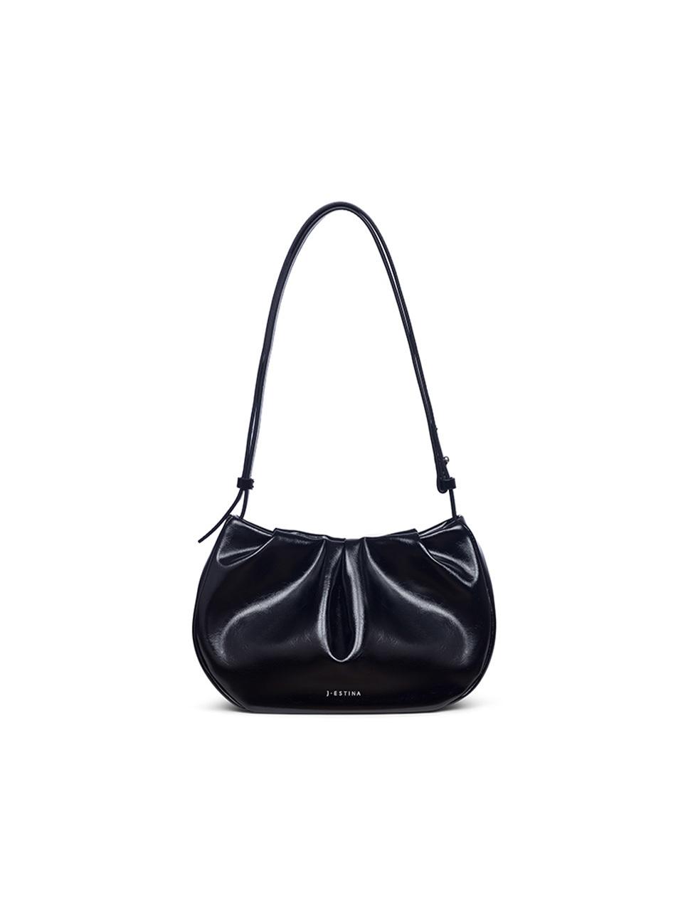 J.ESTINA Synthetic Leather Pleated Crossbody Bag [Black] (JHNEHE5BS015BK980)