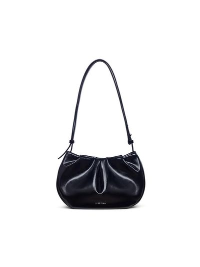 J.ESTINA Synthetic Leather Pleated Crossbody Bag [Black] (JHNEHE5BS015BK980)