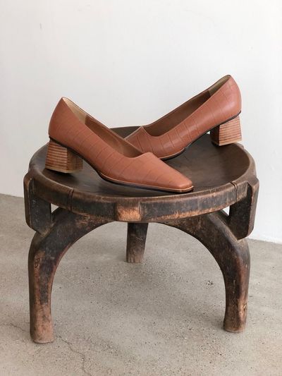 jeu d`art Formal Square Wood Pumps_Brown