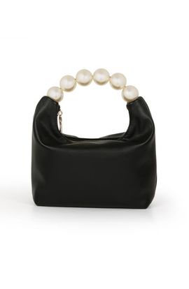 Jewel Badgley Mischka Jewel Badgley Mischka Calla Leather Zip Top w. Large Pearl Top Handle