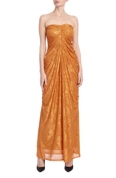 Jewel Badgley Mischka Jewel Badgley Mischka Floral Mesh Strapless Gown
