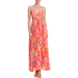 Jewel Badgley Mischka Jewel Badgley Mischka Floral Pleated Open Back Gown