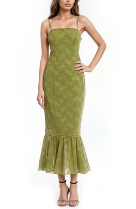 Jewel Badgley Mischka Jewel Badgley Mischka Floral Ruffle Hem Pencil Dress
