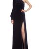Jewel Badgley Mischka Jewel Badgley Mischka One-Shoulder Puff Sleeve Velvet Gown - 1