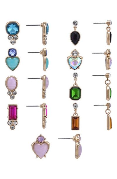 Jewel Badgley Mischka Jewel Badgley Mischka Set of 9 Heart Studs and Drop Earrings