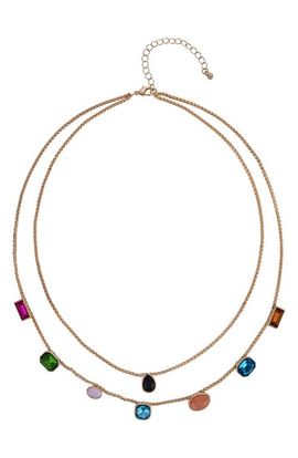 Jewel Badgley Mischka Jewel Badgley Mischka Two-Row Layered Glass Stone Necklace