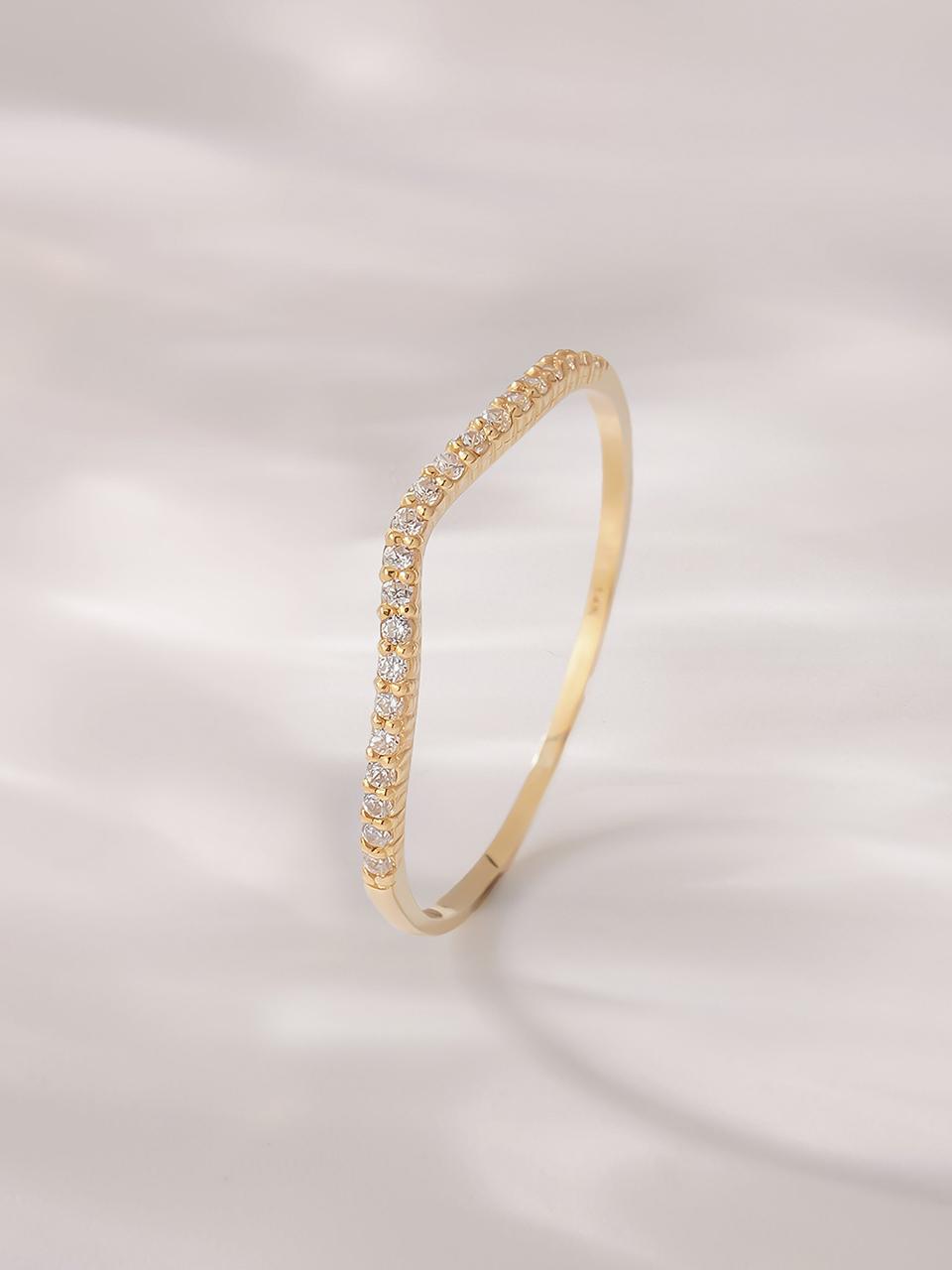 JEWNEL 14K Wave Line Layered Cubic Zirconia Ring