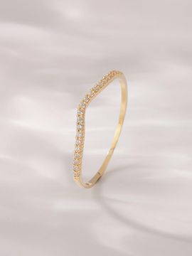 JEWNEL 14K Wave Line Layered Cubic Zirconia Ring