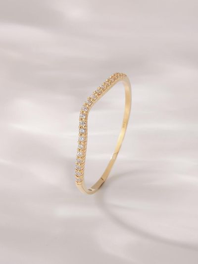JEWNEL 14K Wave Line Layered Cubic Zirconia Ring