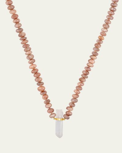 JIA JIA Oracle 14K Mystic Moonstone and Quartz Crystal Charm Necklace