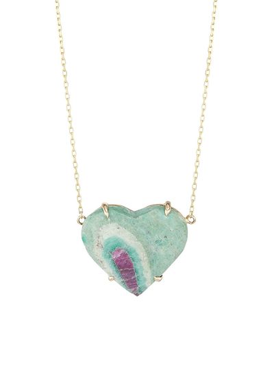 Jia Jia Women's Love 14K Gold & Ruby Fuschite Heart Pendant Necklace