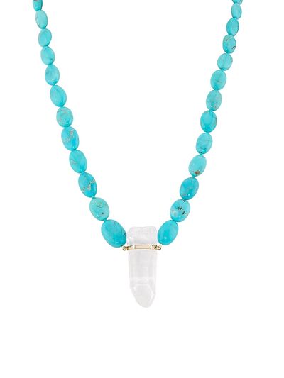 Jia Jia Women's Nevada 14K Yellow Gold, Turquoise & Crystal Quartz Pendant Necklace