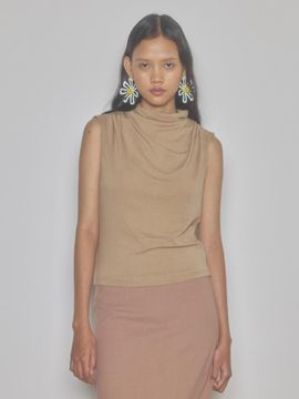 jijivisha Mock Turtleneck Top (Beige)