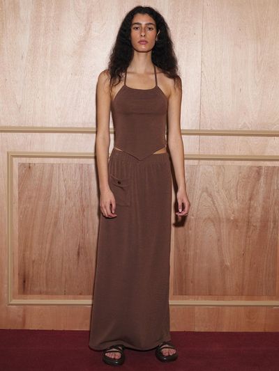jijivisha Soil Pocket Skirt - Brown