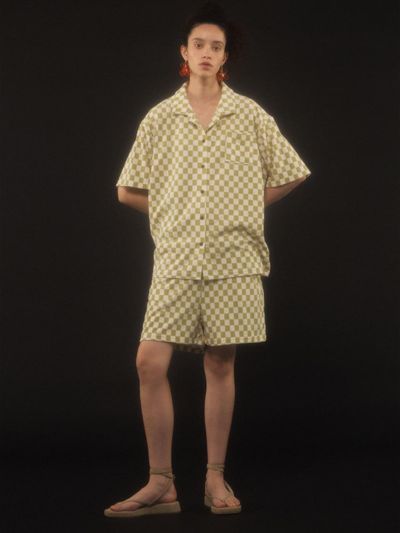 jijivisha Terry Bermuda Shorts - Green Plaid
