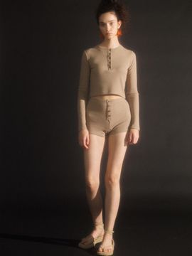 jijivisha Waffle Shorts - Beige