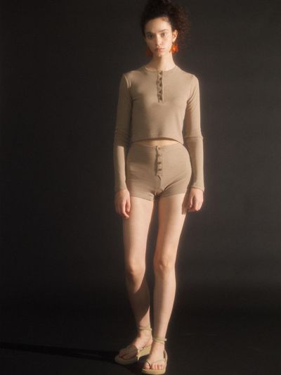 jijivisha Waffle Shorts - Beige