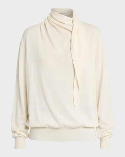 Jil Sander Draped Neck-Scarf Oversized Sweater