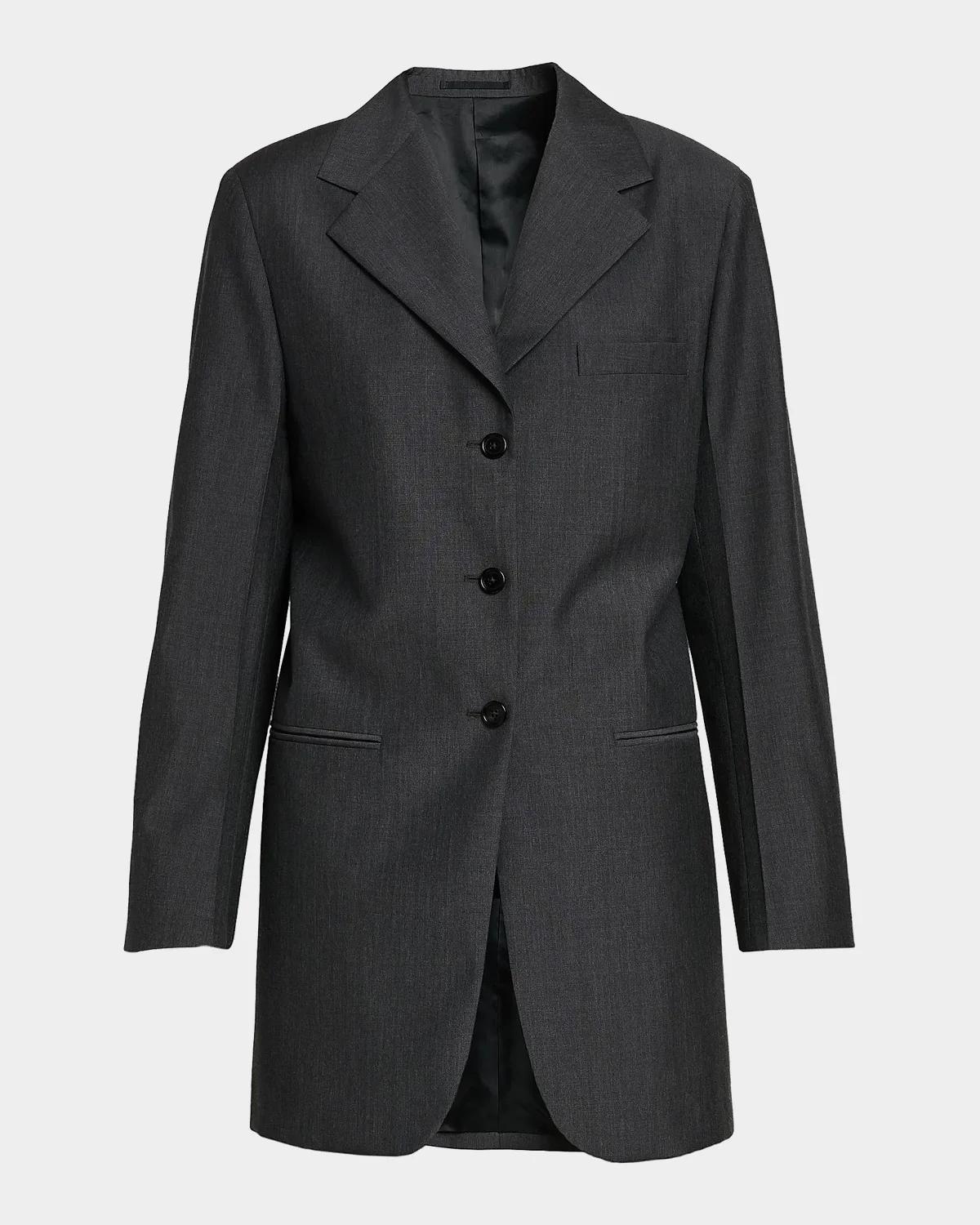 Jil Sander Fil-a-Fil Wool Long Jacket