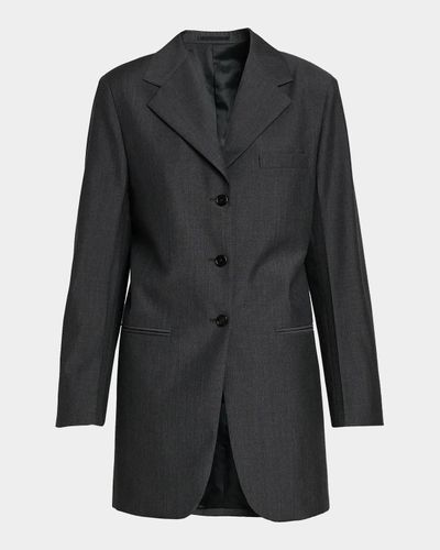 Jil Sander Fil-a-Fil Wool Long Jacket