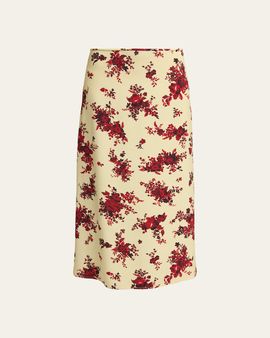 Jil Sander Floral-Print Viscose Midi Skirt