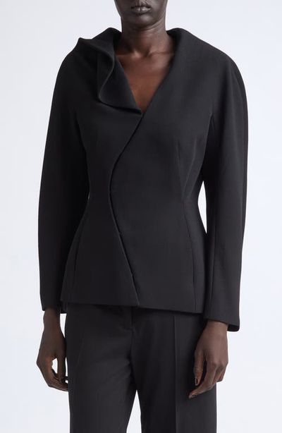 Jil Sander Jil Sander Asymmetric Draped Fitted Virgin Wool Jacket