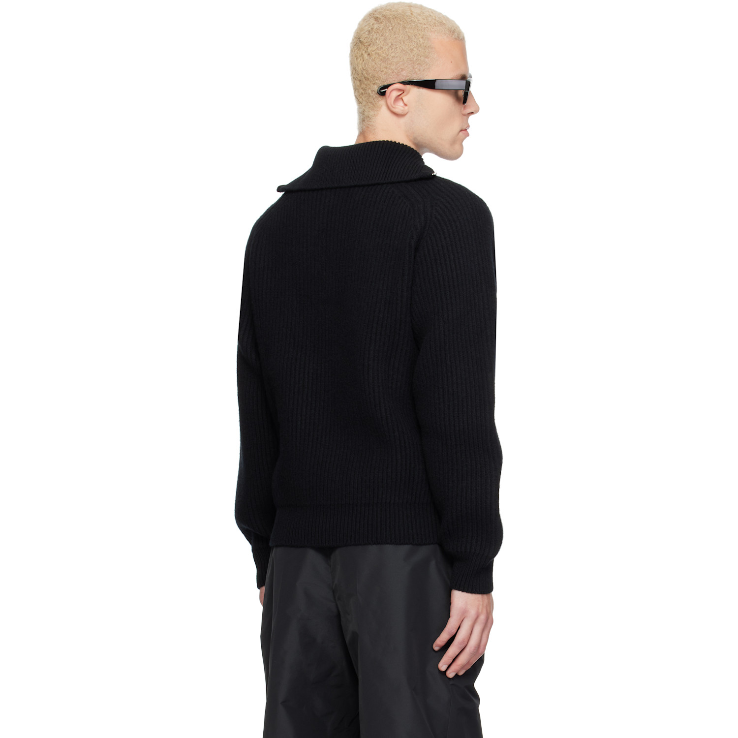 Jil Sander - Black LS High Zipped Neck Sweater