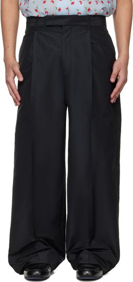 Jil Sander Jil Sander Black Pleated Taffeta Trousers