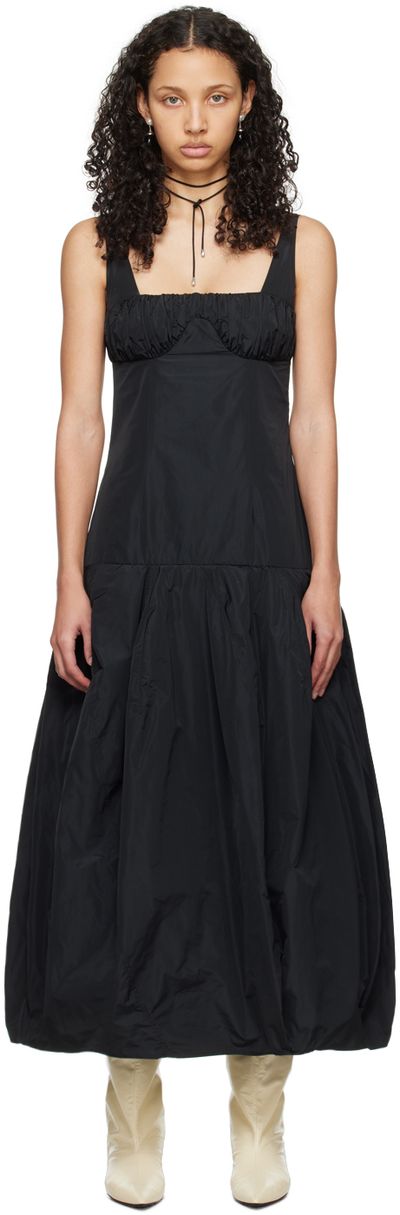 Jil Sander Jil Sander Black Ruched Midi Dress