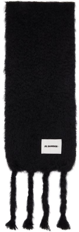 Jil Sander Jil Sander Black Slim Wool Blend Scarf