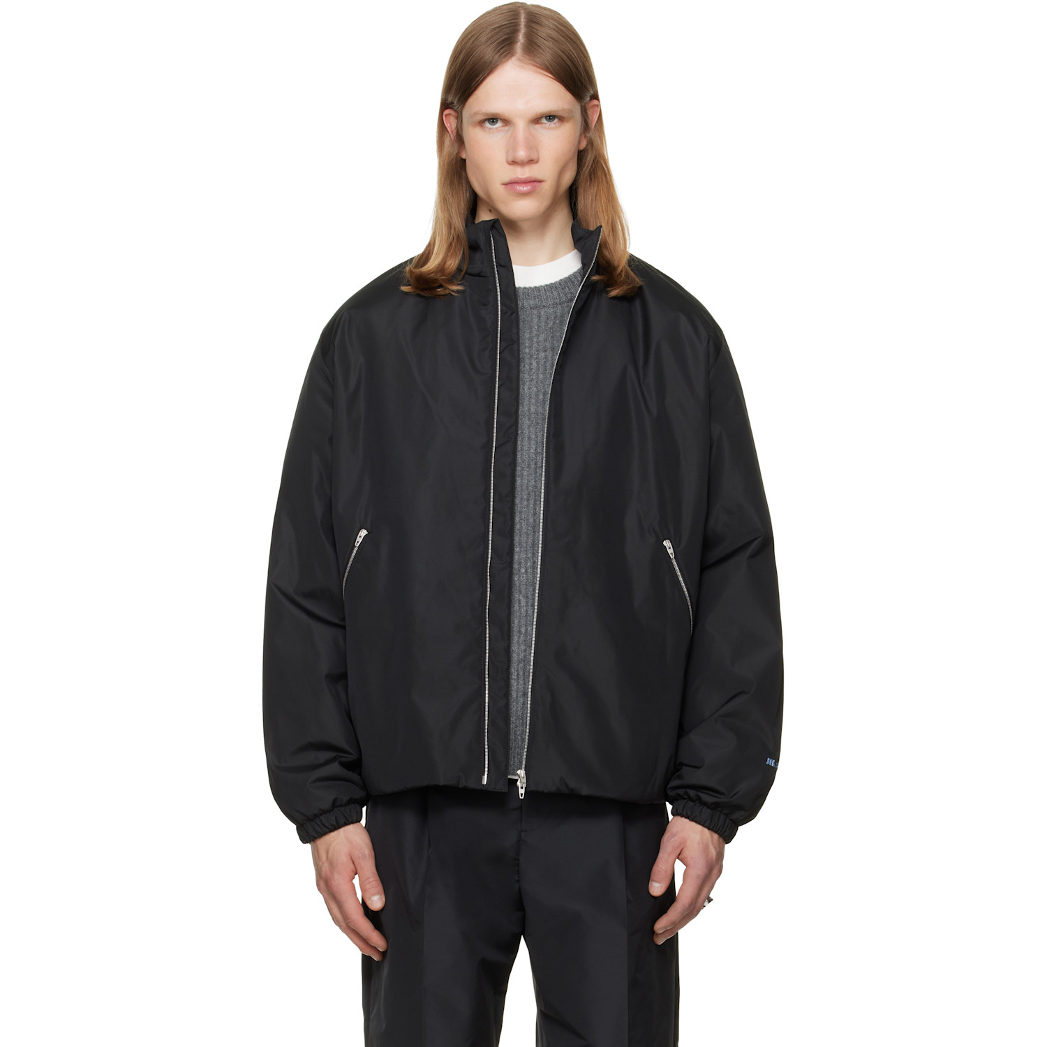 フ*ム様 Jilsander ジャケットzip blouson black ar Jil Sander - Black Taffeta Padded Blouson Jacket