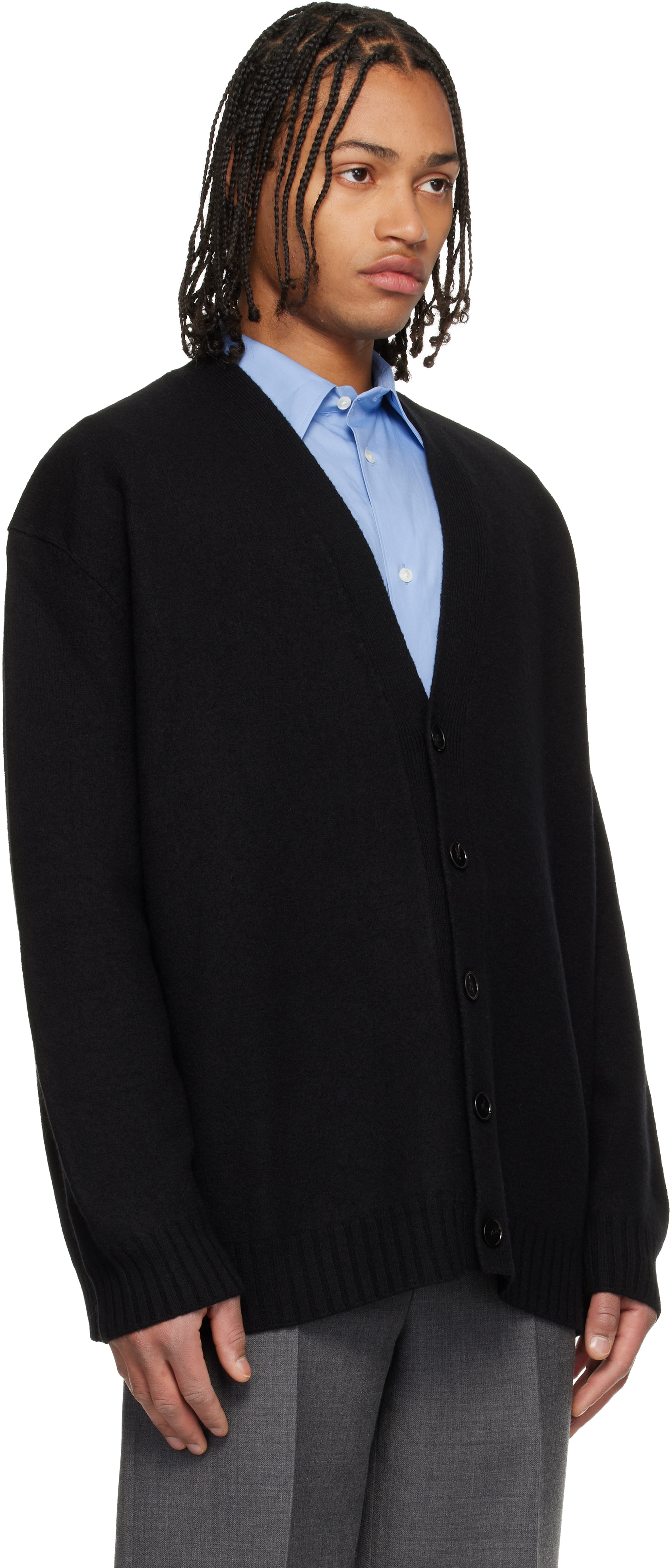 Jil Sander - Black Wool V-Neck Cardigan