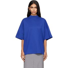 Jil Sander Jil Sander Blue Cotton Mock-Neck T-shirt