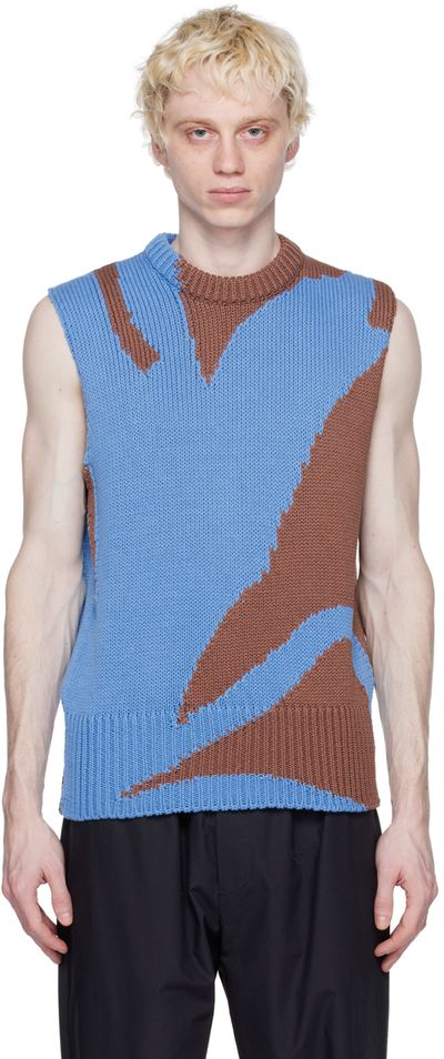 Jil Sander Jil Sander Blue Intarsia Vest