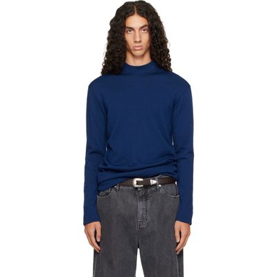 Jil Sander Jil Sander Blue Mock Neck LS T-shirt