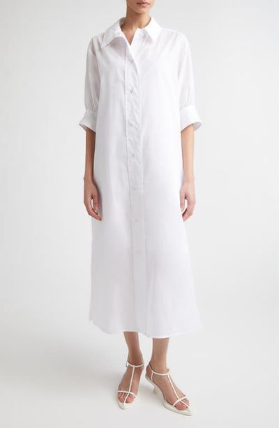 Jil Sander Jil Sander Boxy Puff Sleeve Cotton Poplin Shirtdress