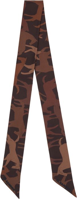 Jil Sander Jil Sander Brown Printed Silk Scarf