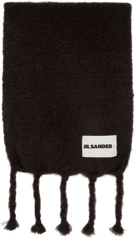 Jil Sander Jil Sander Brown Wide Wool Blend Scarf
