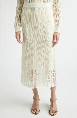 Jil Sander Jil Sander Cotton Pointelle Midi Skirt