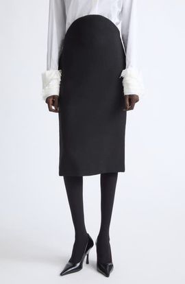 Jil Sander Jil Sander Curved Waist Virgin Wool Pencil Skirt
