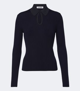 Jil Sander Jil Sander Cutout ribbed-knit wool polo sweater