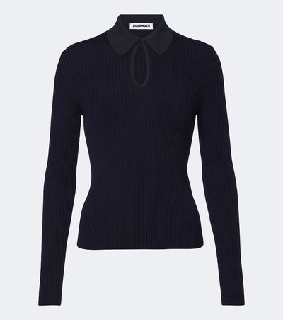 Jil Sander Jil Sander Cutout ribbed-knit wool polo sweater