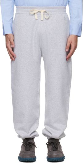 Jil Sander Jil Sander Gray Embroidered Logo Fleece Sweatpants